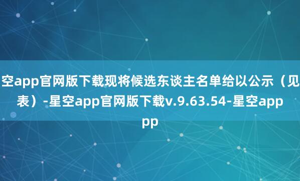 星空app官网版下载现将候选东谈主名单给以公示（见附表）-星空app官网版下载v.9.63.54-星空app